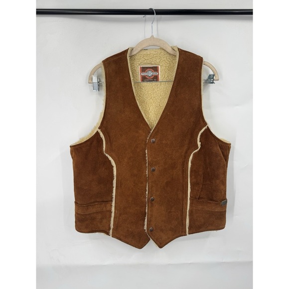 Pioneer Wear Jackets & Blazers - Pioneer Wear 100% Suede Leather Sherpa Lined Vest Women 44/L Brown Western Rodeo